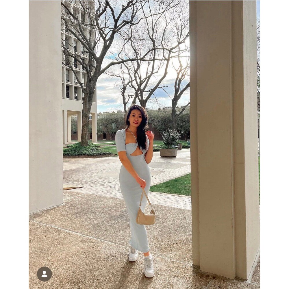 Princess Polly Light Blue Ribbed Cutout Midi Dress - Size Small